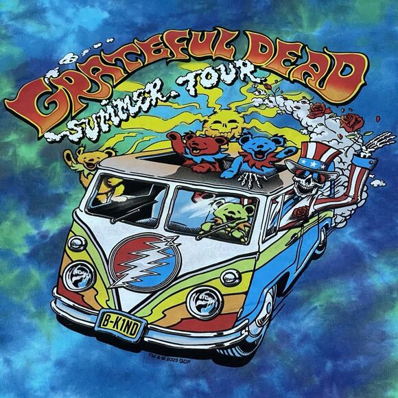 Grateful Dead Blue and Green Tie-Dye Short Sleeve Tee - Picture 2 of 5